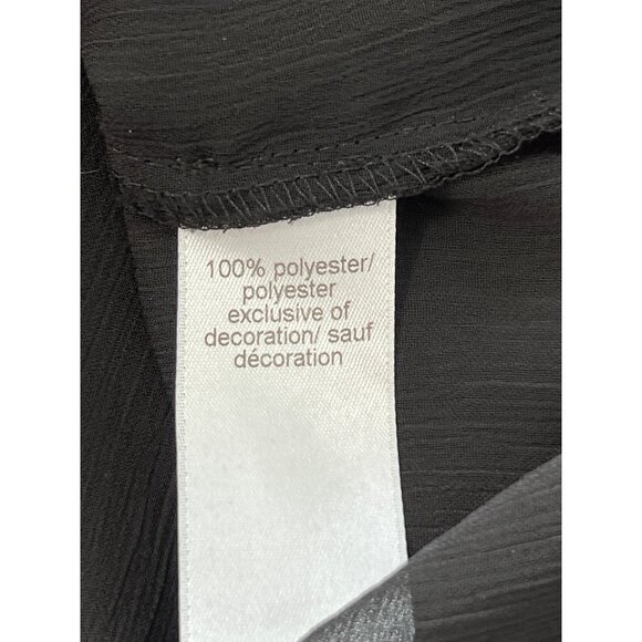 Maurices Blouse Size Large Embroidered V Neck Long Sleeve Sheer Black Multi Chic - Picture 5 of 8